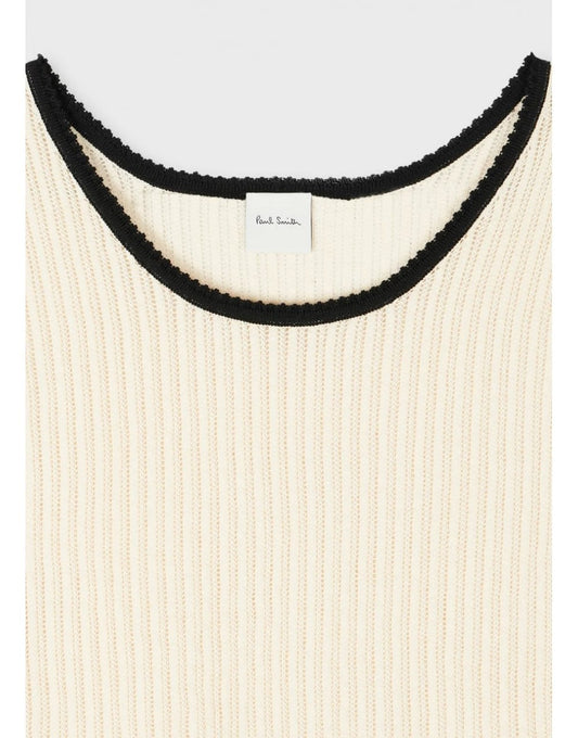Young Ideas/Henmores - Stripe Detail Sleeveless Knitted Top - 03 Ice White - S