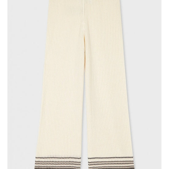 Young Ideas/Henmores - Stripe Detail Wide Leg Knitted Trousers - 03 Ice White - S