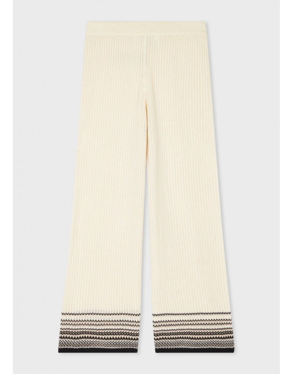 Young Ideas/Henmores - Stripe Detail Wide Leg Knitted Trousers - 03 Ice White - S