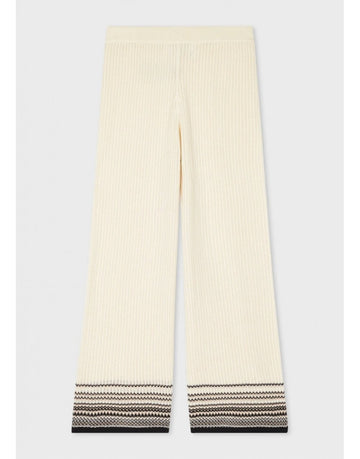 Young Ideas/Henmores - Stripe Detail Wide Leg Knitted Trousers - 03 Ice White - S