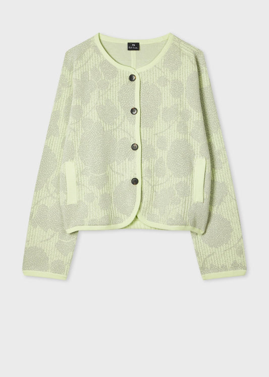 Young Ideas & Henmores -Monochromatic Floral Button Up Cardigan -30 Green -XS