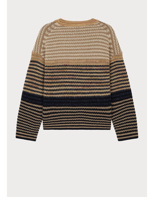 Young Ideas/Henmores - Multi Gradient Stripe Crew Neck Jumper - 08 Brown Multi - XS