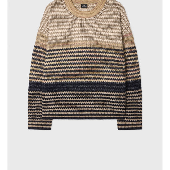 Young Ideas/Henmores - Multi Gradient Stripe Crew Neck Jumper - 08 Brown Multi - XS