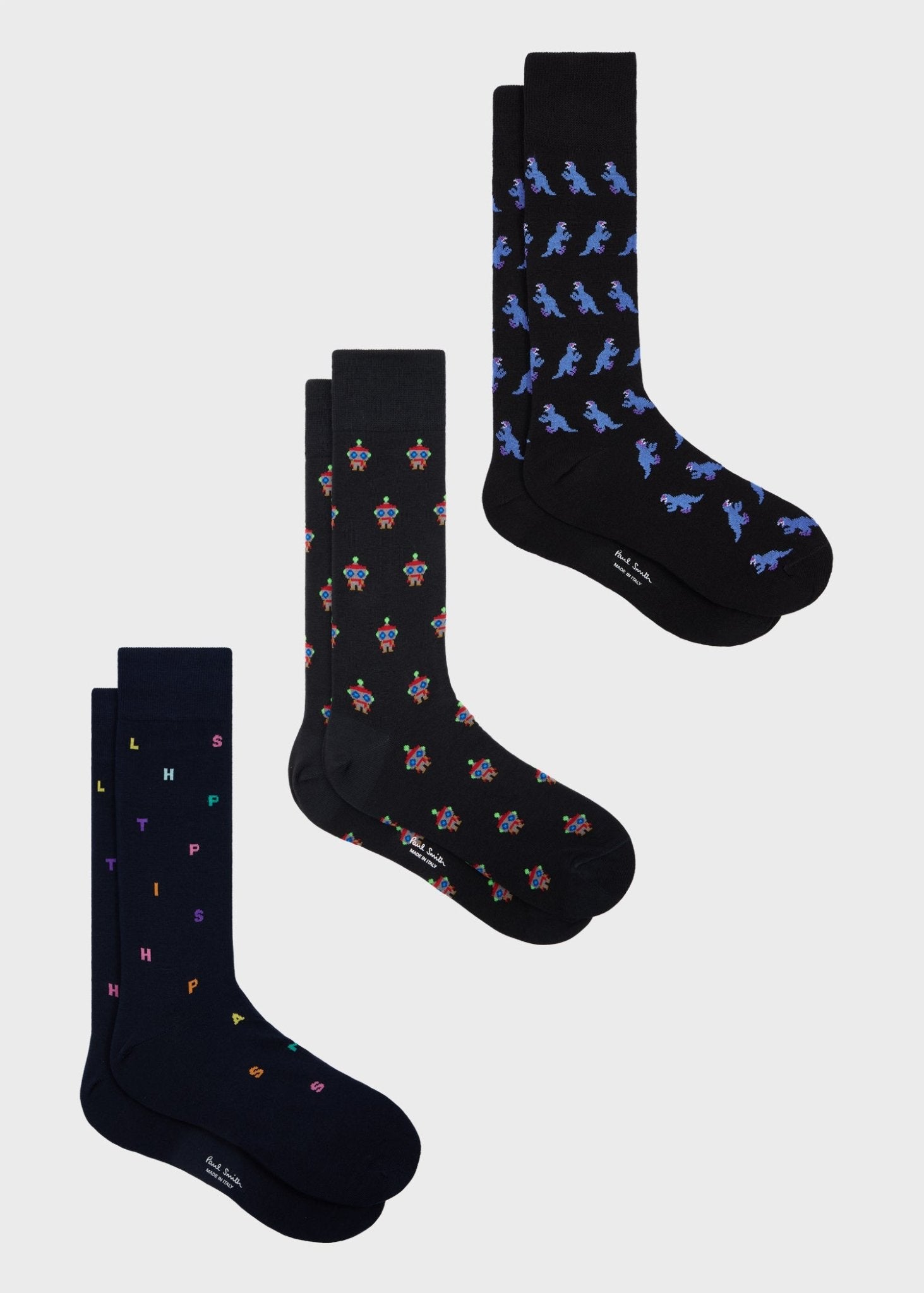 Young Ideas & Henmores -Multi Pattern 3 Pack Cracker Socks -1A Multicolour -OS