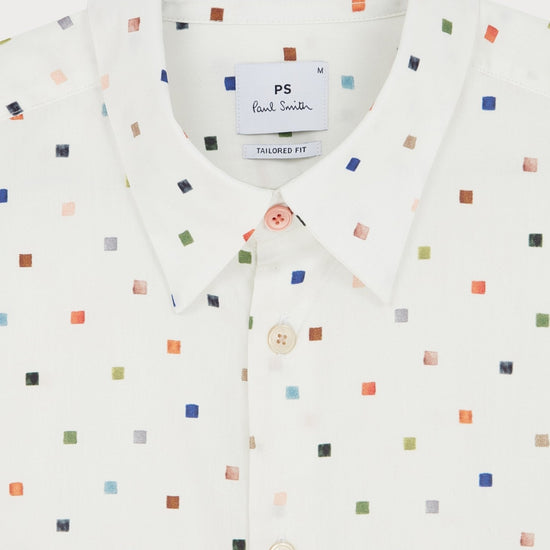 Young Ideas & Henmores -Multi Square Short Sleeve Shirt -02 White Multi -M