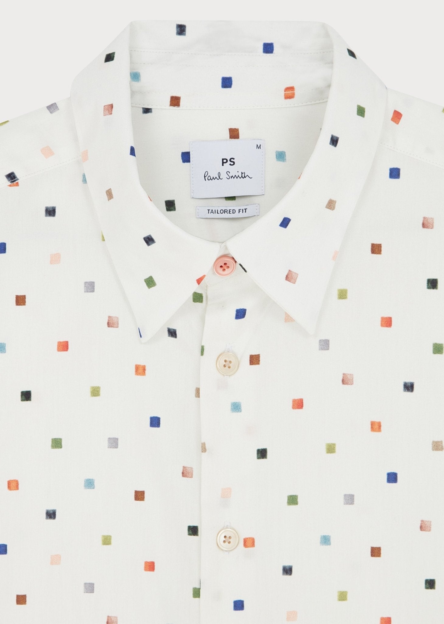 Young Ideas & Henmores -Multi Square Short Sleeve Shirt -02 White Multi -M