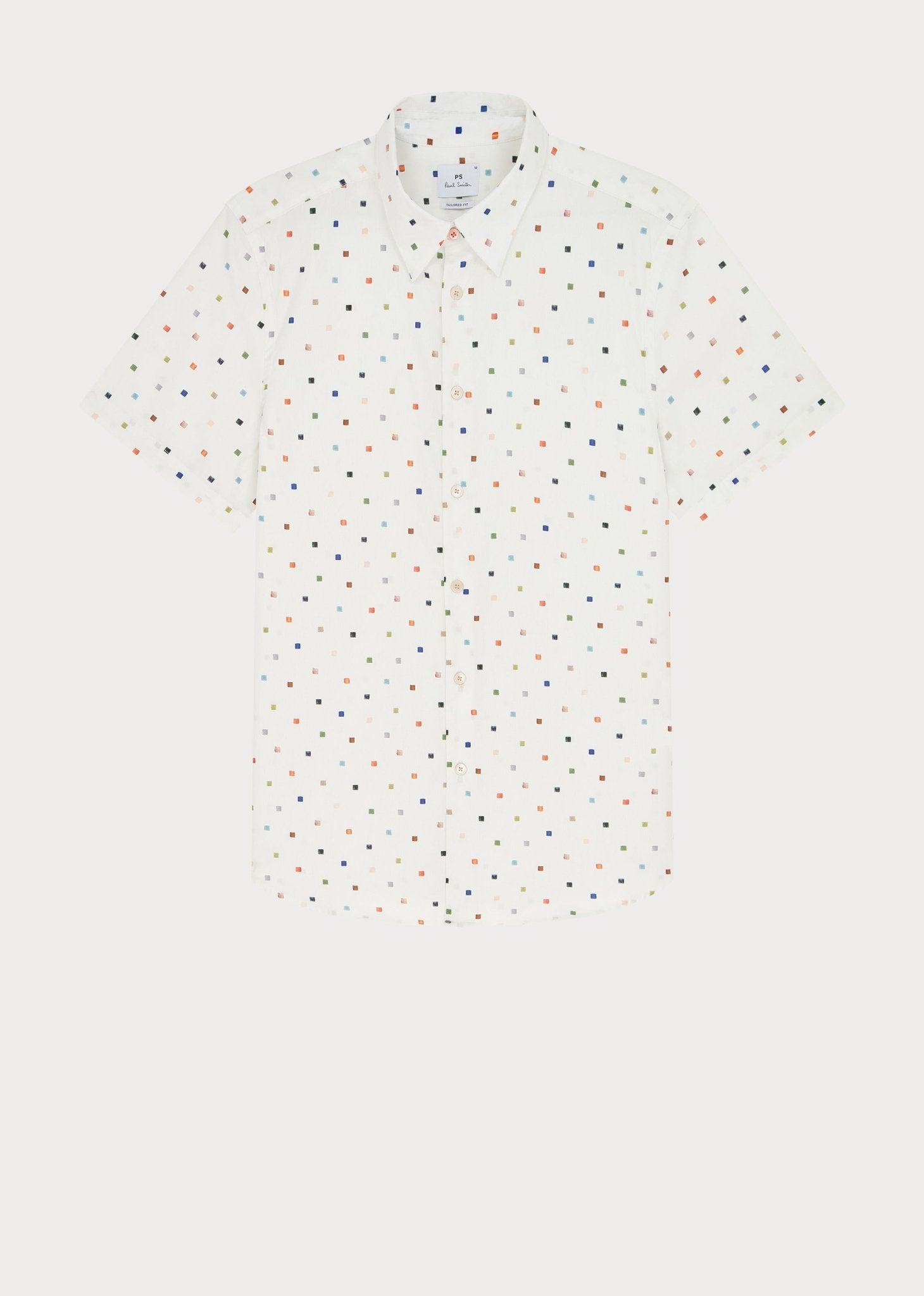 Young Ideas & Henmores -Multi Square Short Sleeve Shirt -02 White Multi -M