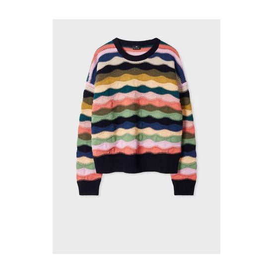 Young Ideas/Henmores - Multi Squiggle Stripe Crew Neck Jumper - 92 Multi - XS