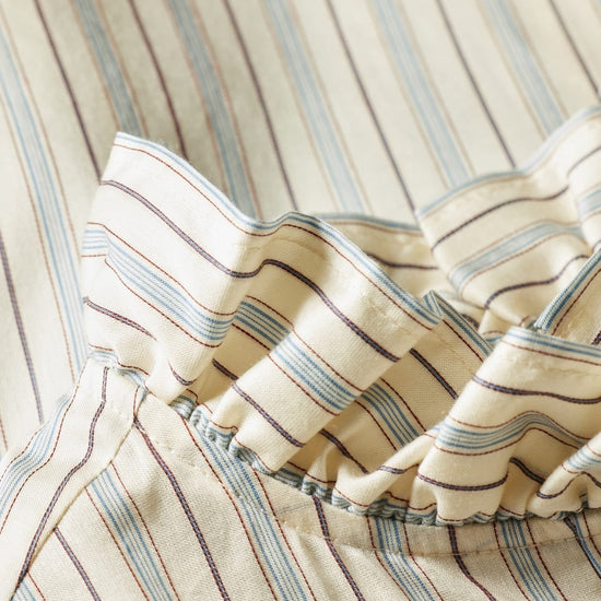 Young Ideas & Henmores -Neck Ruffle Stripe Shirt -08 Parchment -8