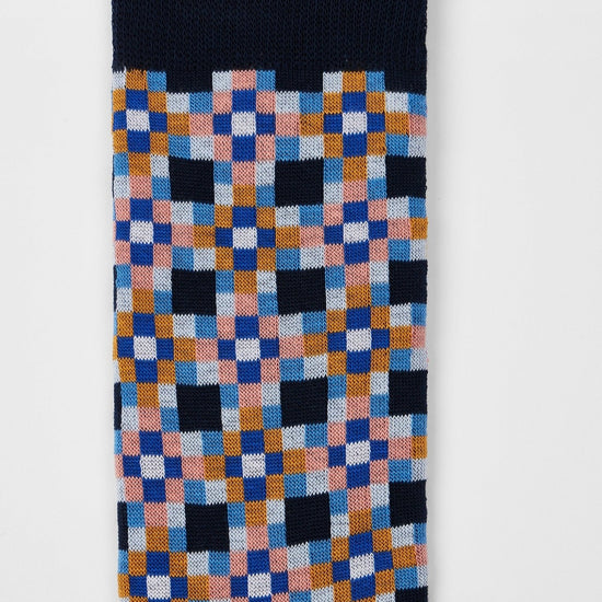Young Ideas & Henmores -Nicolas Tiles Socks -47 Dark Blue -OS