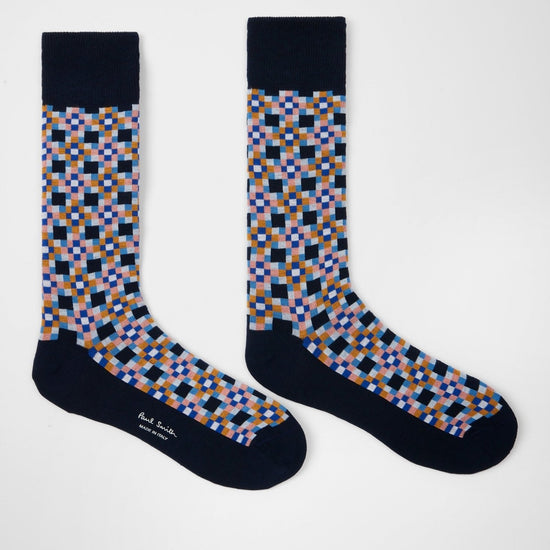 Young Ideas & Henmores -Nicolas Tiles Socks -47 Dark Blue -OS
