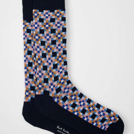Young Ideas & Henmores -Nicolas Tiles Socks -47 Dark Blue -OS
