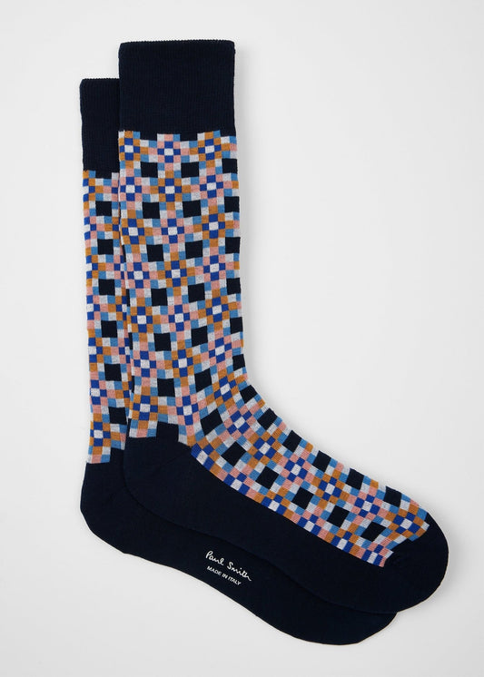 Young Ideas & Henmores -Nicolas Tiles Socks -47 Dark Blue -OS