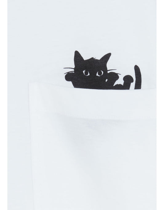 Young Ideas/Henmores - Pocket Cat T-Shirt - 01 White - XS