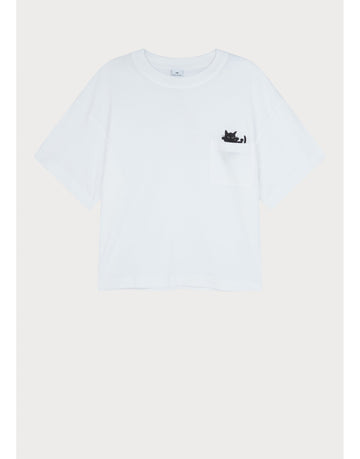Young Ideas/Henmores - Pocket Cat T-Shirt - 01 White - XS