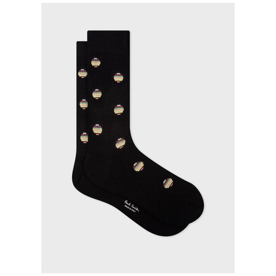 Young Ideas & Henmores -Polka Stripe Socks -79 Black -OS