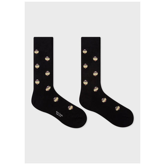 Young Ideas & Henmores -Polka Stripe Socks -79 Black -OS