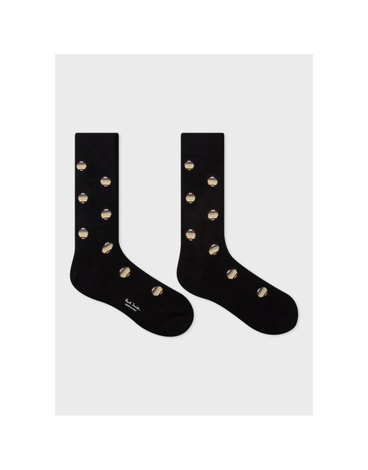 Young Ideas & Henmores -Polka Stripe Socks -79 Black -OS