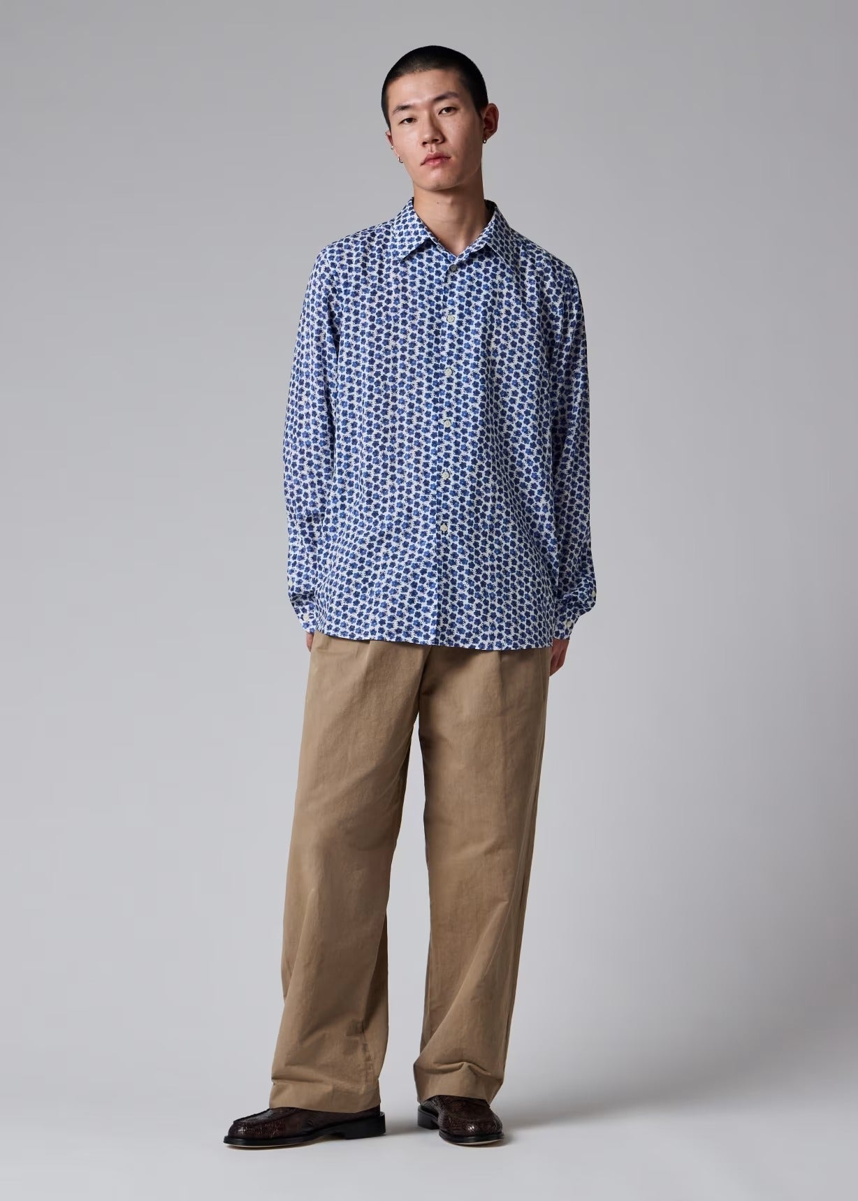 Young Ideas & Henmores -Shadow Floral Regular Fit Shirt -01 White Multi -XL