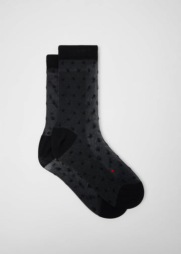 Young Ideas & Henmores -Sheer Polka Dot Socks -79 Black -OS