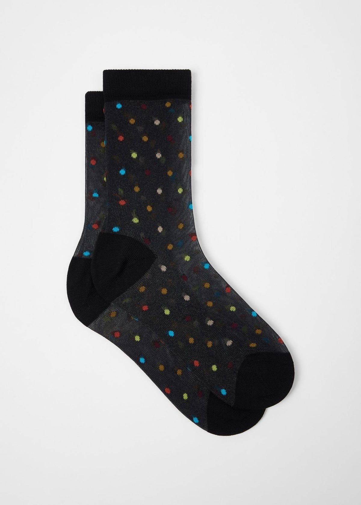 Young Ideas & Henmores -Sheer Polka Dot Swirl Socks -79 Black -OS
