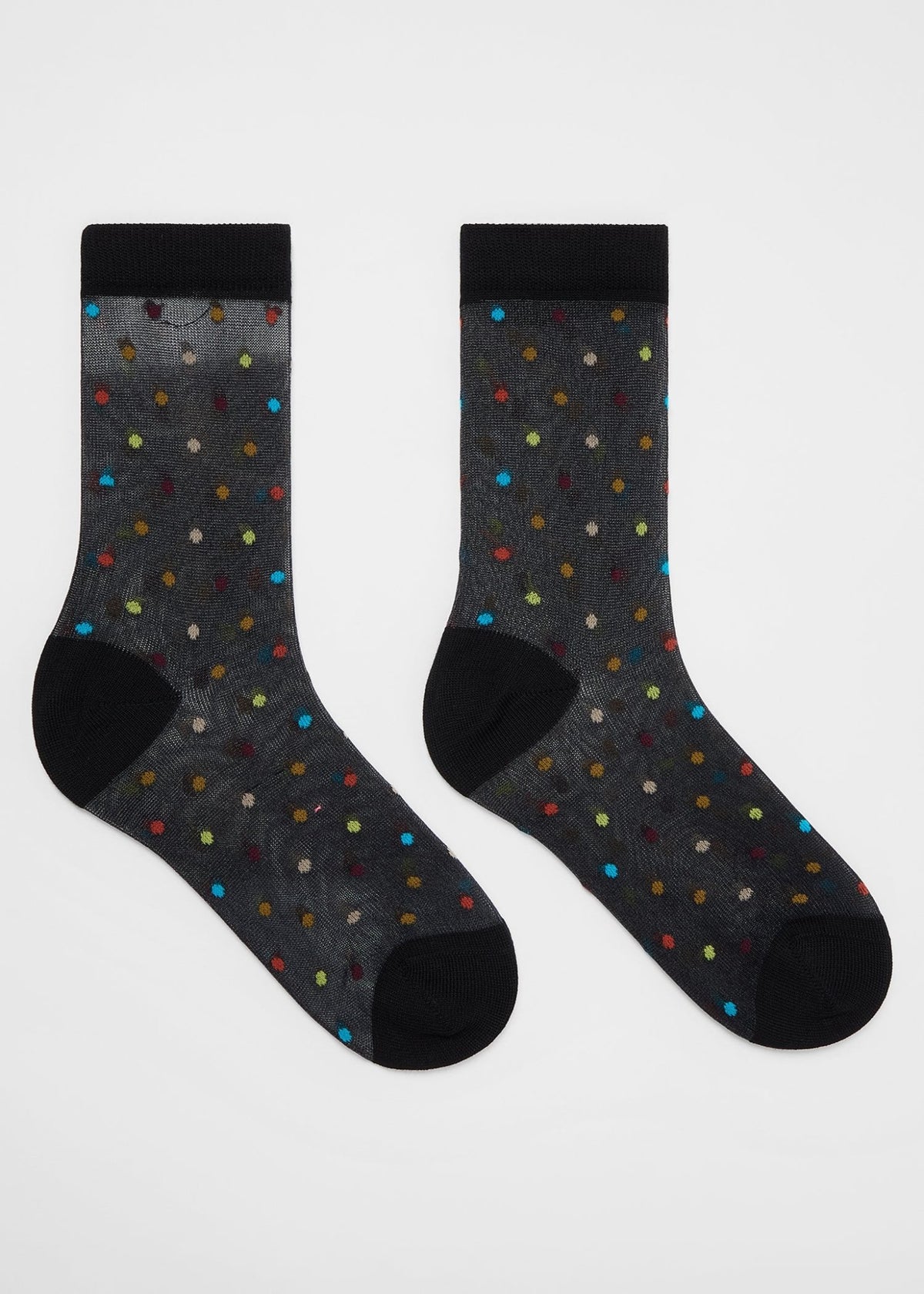 Young Ideas & Henmores -Sheer Polka Dot Swirl Socks -79 Black -OS