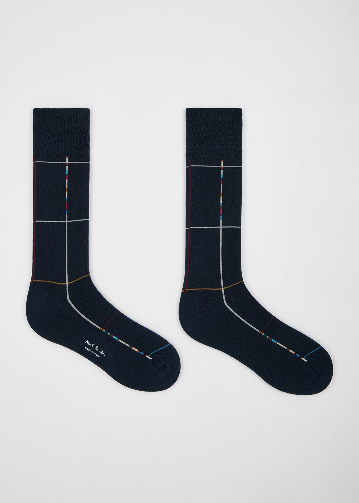 Young Ideas & Henmores -Signature Check Socks -47 Blue -OS