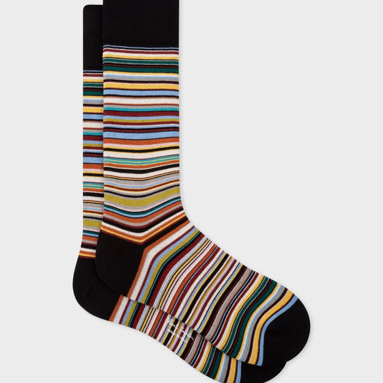 Young Ideas & Henmores -Signature Stripe Socks -47 Blue -OS