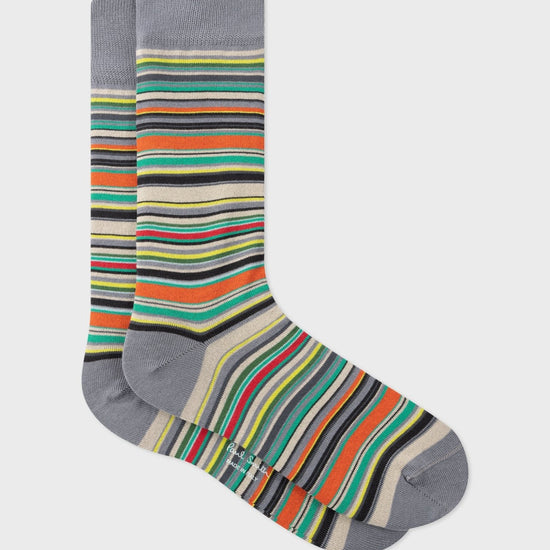 Young Ideas & Henmores -Signature Stripe Socks -47 Blue -OS
