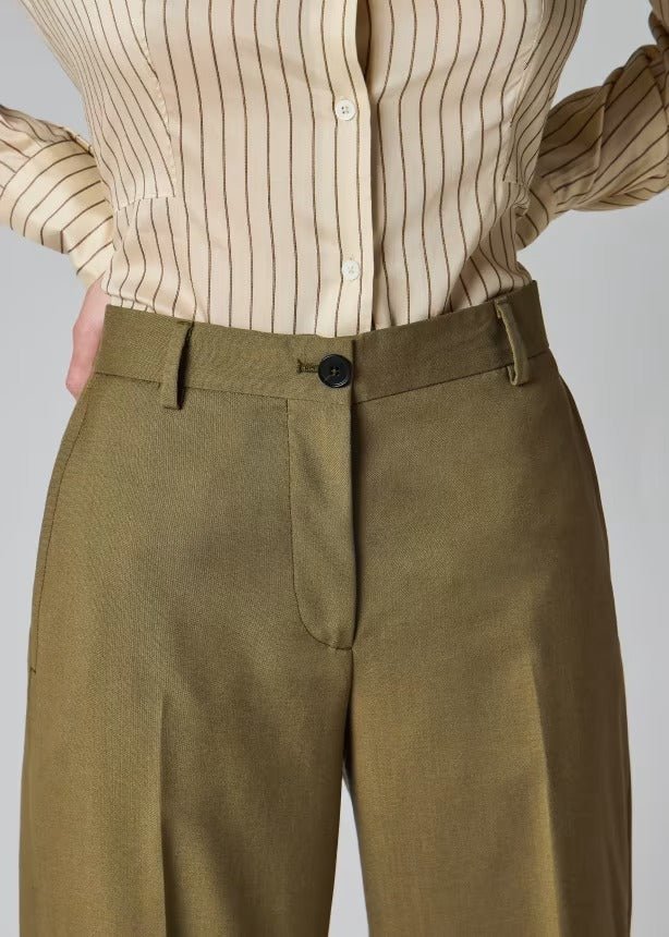 Young Ideas & Henmores -Split Slim Cropped Trouser -36 Olive Green -10