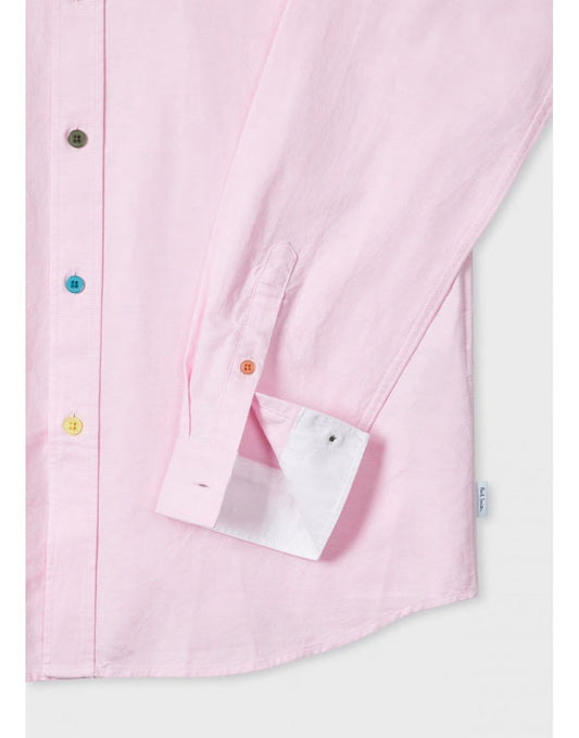 Young Ideas/Henmores - Tailored Fit Coloured Buttons Shirt - 20 Pink - M