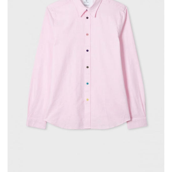 Young Ideas/Henmores - Tailored Fit Coloured Buttons Shirt - 20 Pink - M