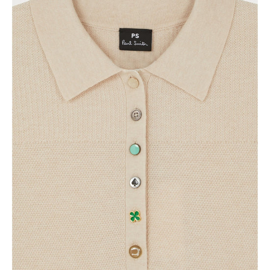 Young Ideas/Henmores - Textured Multi Button Short Sleeve Knitted Top - 04 Blush - XS