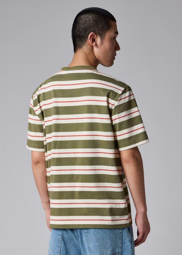Young Ideas & Henmores -Thick Multi Stripe Short Sleeve T-Shirt -36 Green Multi -L