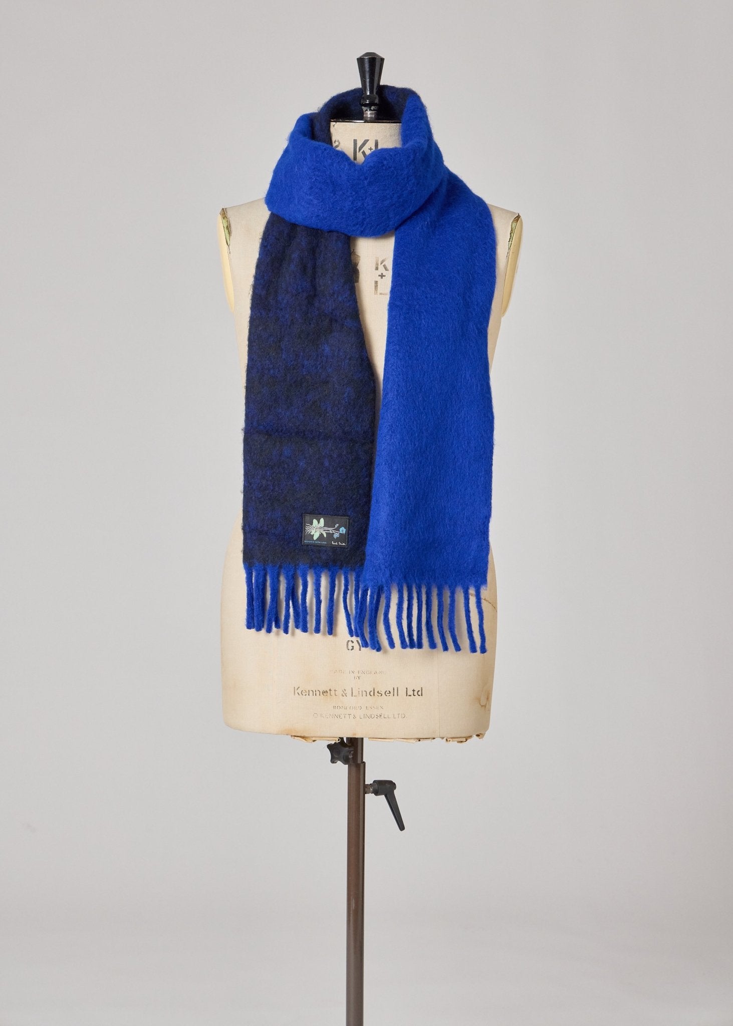 Young Ideas & Henmores -Two Colour Block Scarf -45 Blue -OS