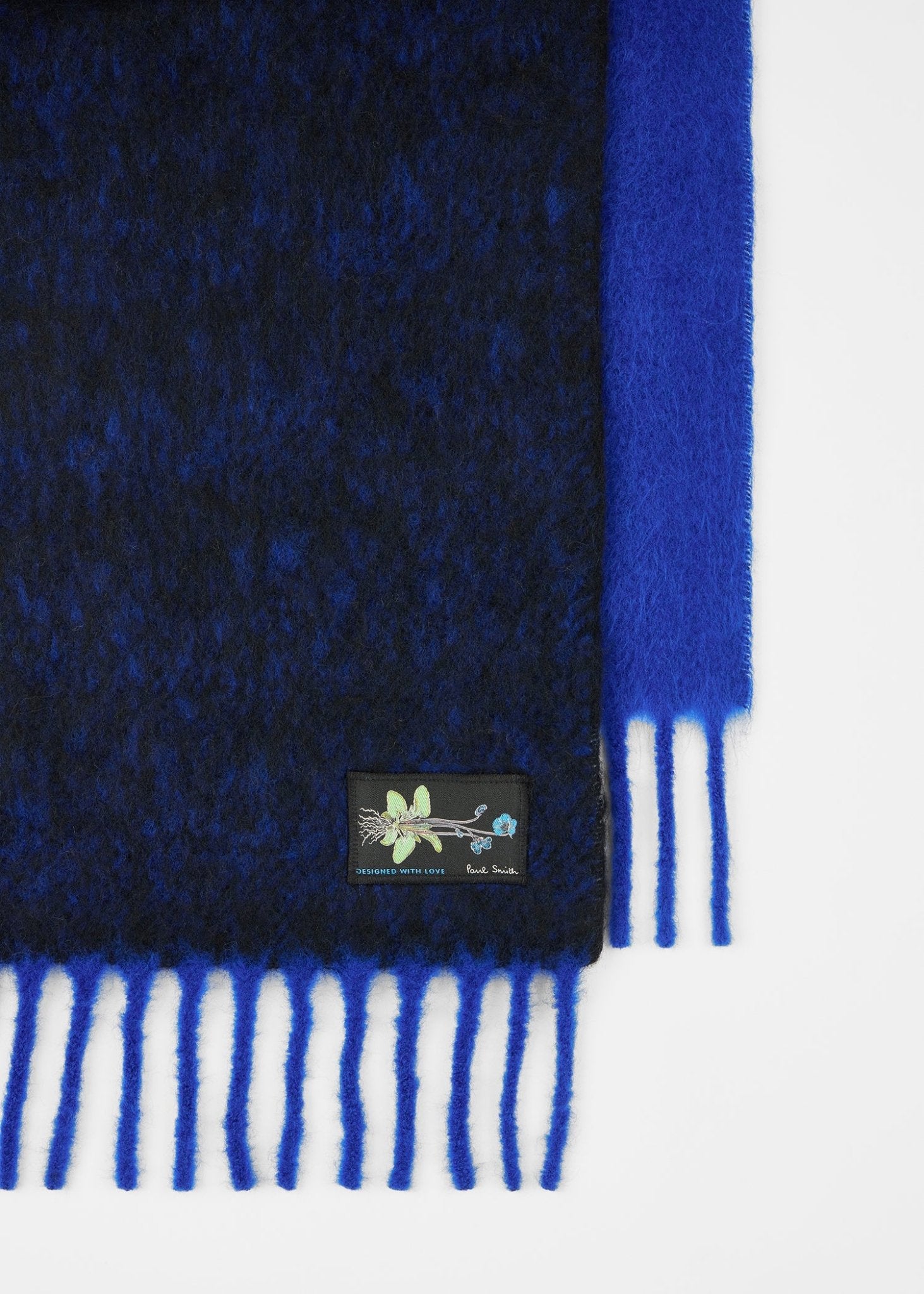 Young Ideas & Henmores -Two Colour Block Scarf -45 Blue -OS