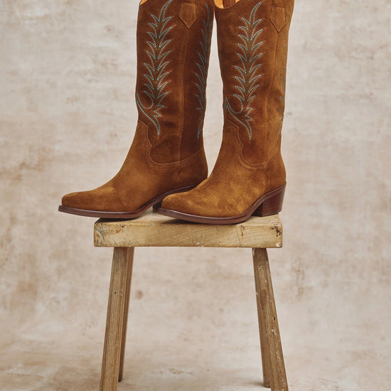 Young Ideas & Henmores -Goldie Embroidered Cowboy Boots -223 Peat -4