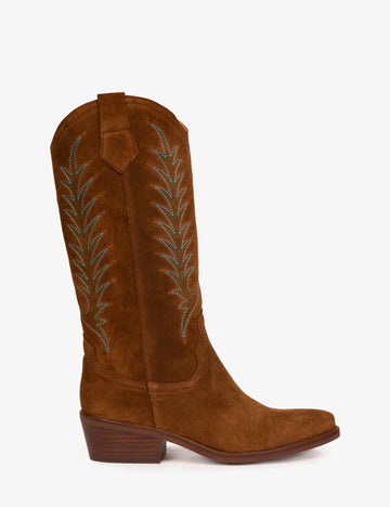 Young Ideas & Henmores -Goldie Embroidered Cowboy Boots -223 Peat -4