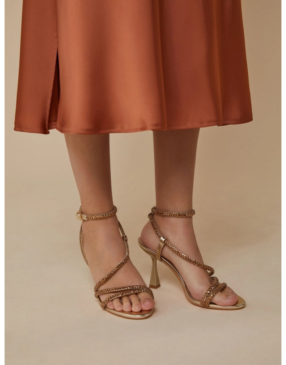 Young Ideas/Henmores - Abisso Diamante Detail Strappy Heels - 001 Gold - 4