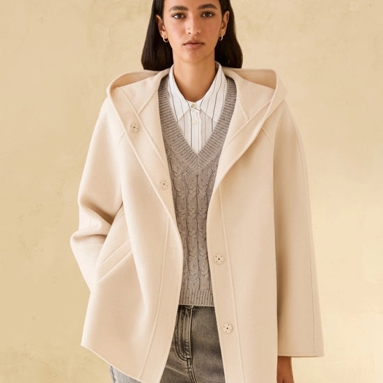 Young Ideas & Henmores - Adorato Hooded Short Wool Coat - 001 Natural - 6