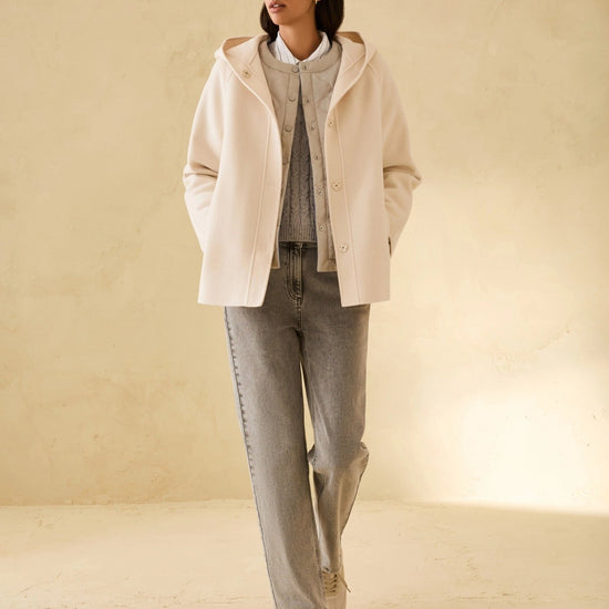 Young Ideas & Henmores - Adorato Hooded Short Wool Coat - 001 Natural - 6