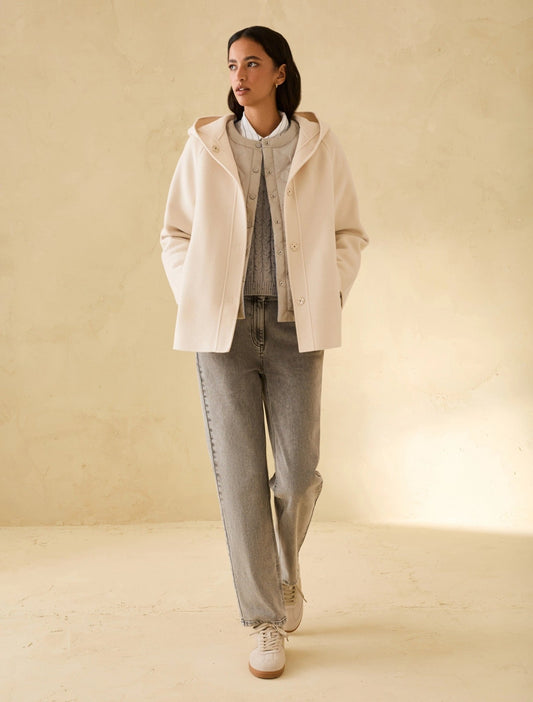 Young Ideas & Henmores - Adorato Hooded Short Wool Coat - 001 Natural - 6