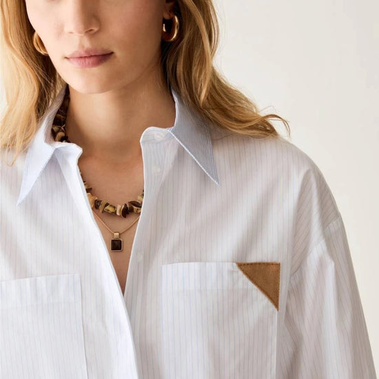Young Ideas & Henmores -Ara Striped Short Shirt -001 Light Blue -8