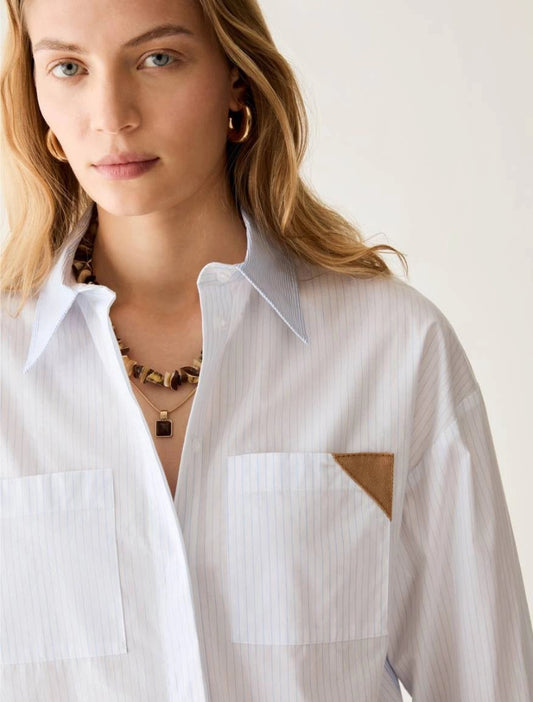 Young Ideas & Henmores -Ara Striped Short Shirt -001 Light Blue -8