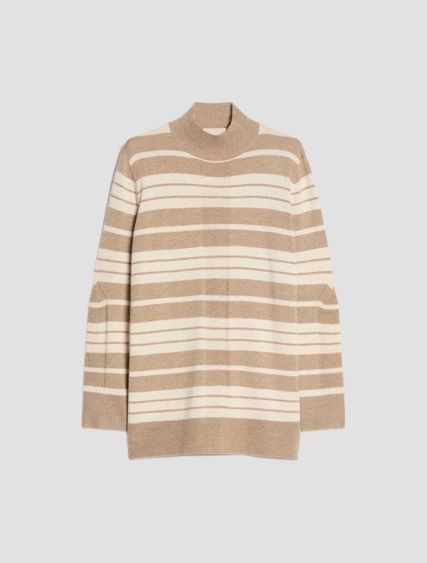 Young Ideas & Henmores -Biacco Multi Stripe Funnel Neck Jumper -013 Hazelnut Brown -XS
