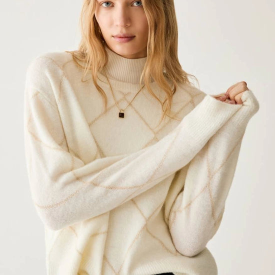 Young Ideas & Henmores -Boero Diamond Fleck Jumper -003 White -XS