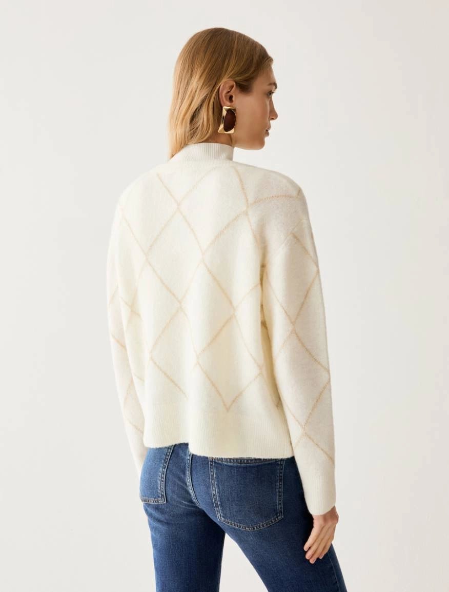 Young Ideas & Henmores -Boero Diamond Fleck Jumper -003 White -XS