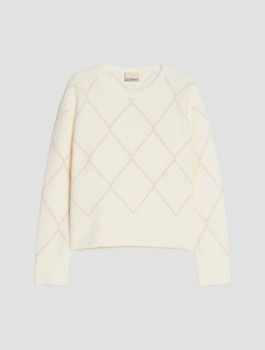 Young Ideas & Henmores -Boero Diamond Fleck Jumper -003 White -XS