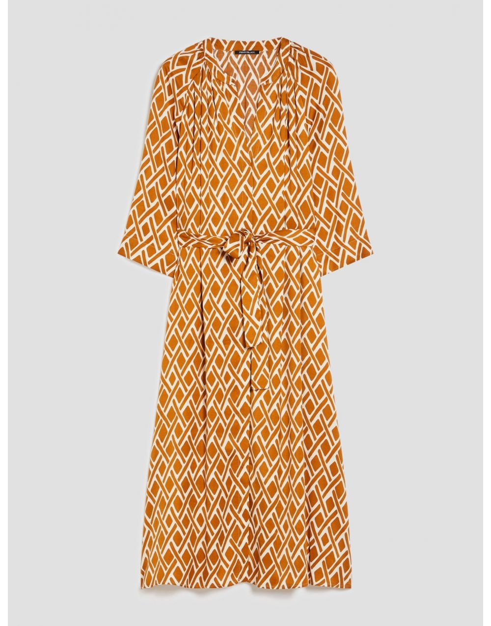 Young Ideas/Henmores - Candito Geometric Tie Waist Dress - 004 Tobacco Brown - 10