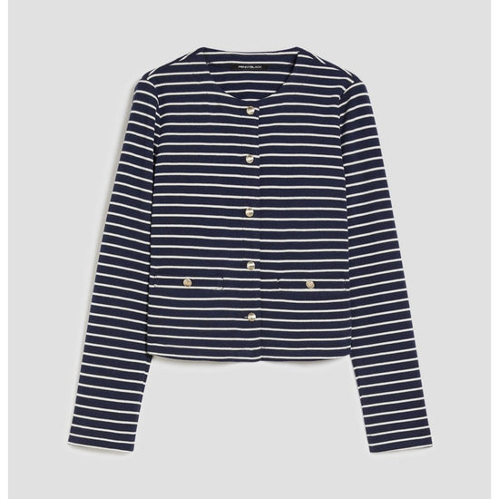 Young Ideas/Henmores - Carena Striped Jersey Jacket - 002 Navy Pinstripes - 10
